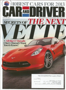 CAR & DRIVER 2013 JAN - AUDI A6, MUSTANG GT, GRAND SPORT VETTE, TESLA MODEL S